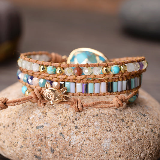 Turquoise Hand-Woven Wrap Bracelet