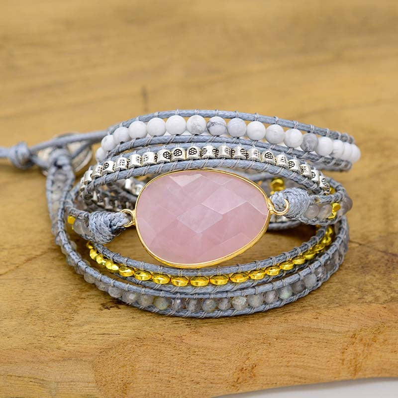 Rose Quartz Hand-Woven Bracelet