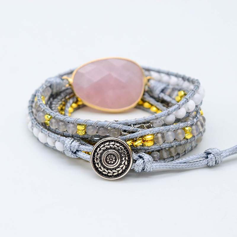 Rose Quartz Hand-Woven Bracelet