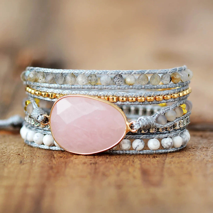 Rose Quartz Hand-Woven Bracelet