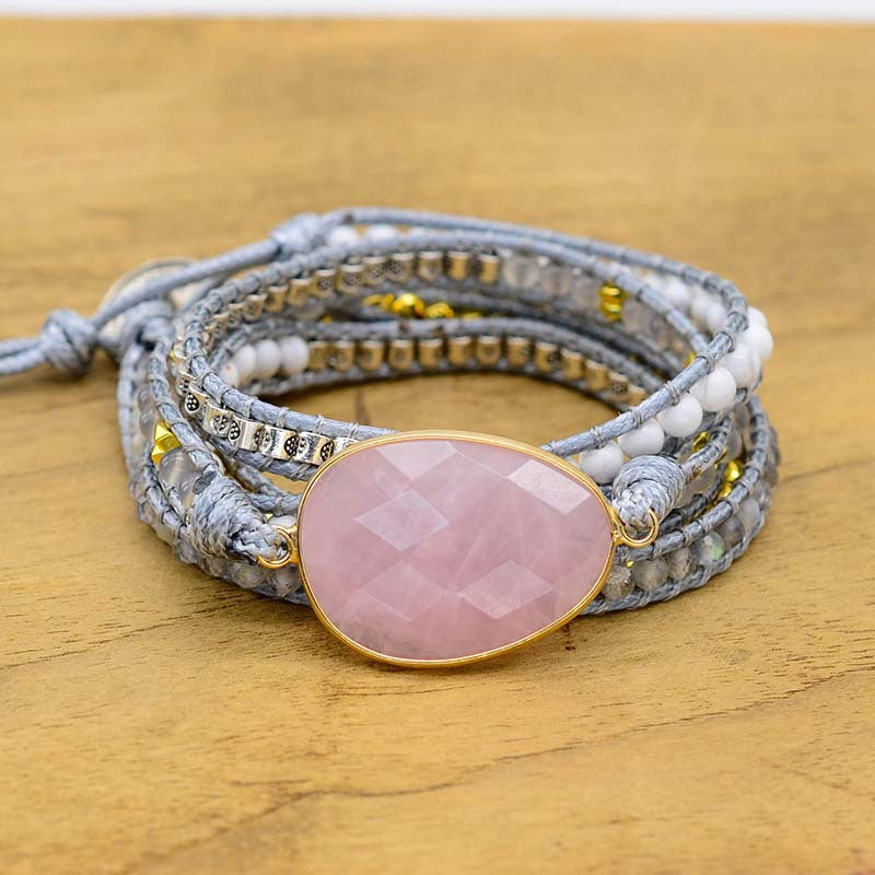 Rose Quartz Hand-Woven Bracelet