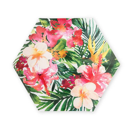 Weddingstar Inc. - Large Hexagon Disposable Paper Party Plates- Tropical Floral