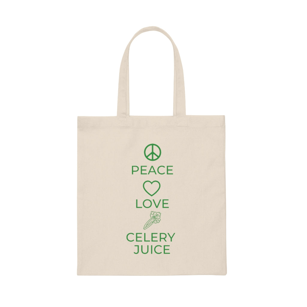 Peace Love Celery Juice Tote Bag