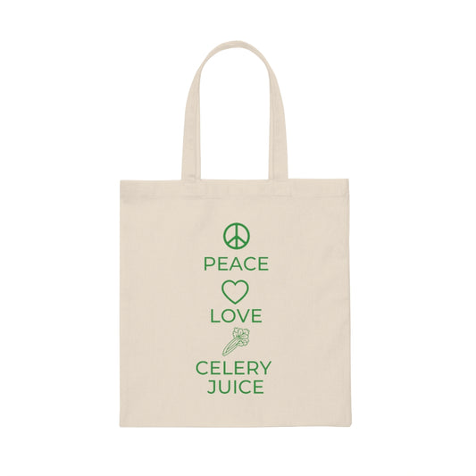 Peace Love Celery Juice Tote Bag