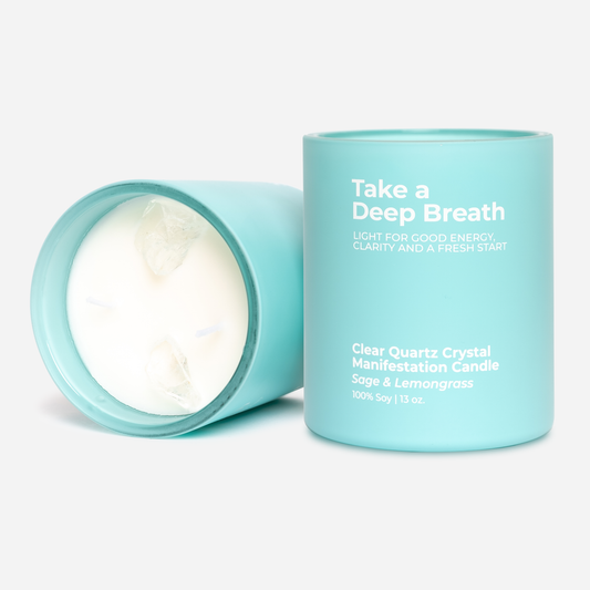 Jill & Ally - Take A Deep Breath - Clear Quartz Crystal Manifestation Candle