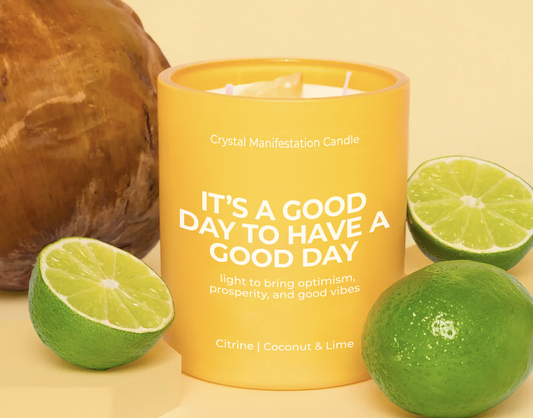 Jill & Ally - It's A Good Day to have a Good Day - Citrine Crystal Manifestation Candle