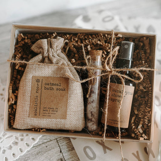 Soulistic Root - Gift Set | Rose Petal Trio with Eucalyptus Shower Spray