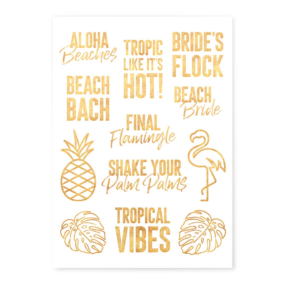 Weddingstar Inc. - Gold Bachelorette Party Temporary Tattoos - Tropical