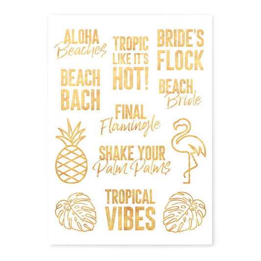 Weddingstar Inc. - Gold Bachelorette Party Temporary Tattoos - Tropical